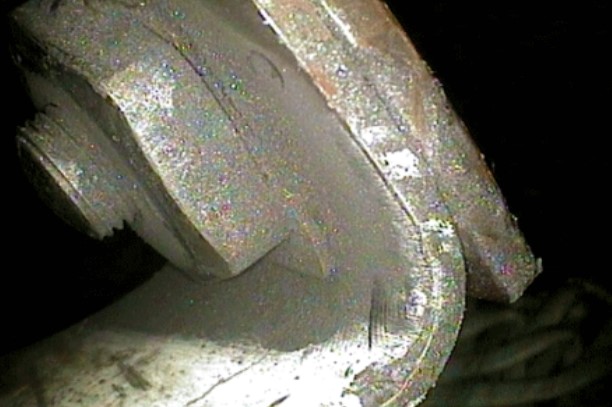 Interior view of automotive engine using borescope inspection camera